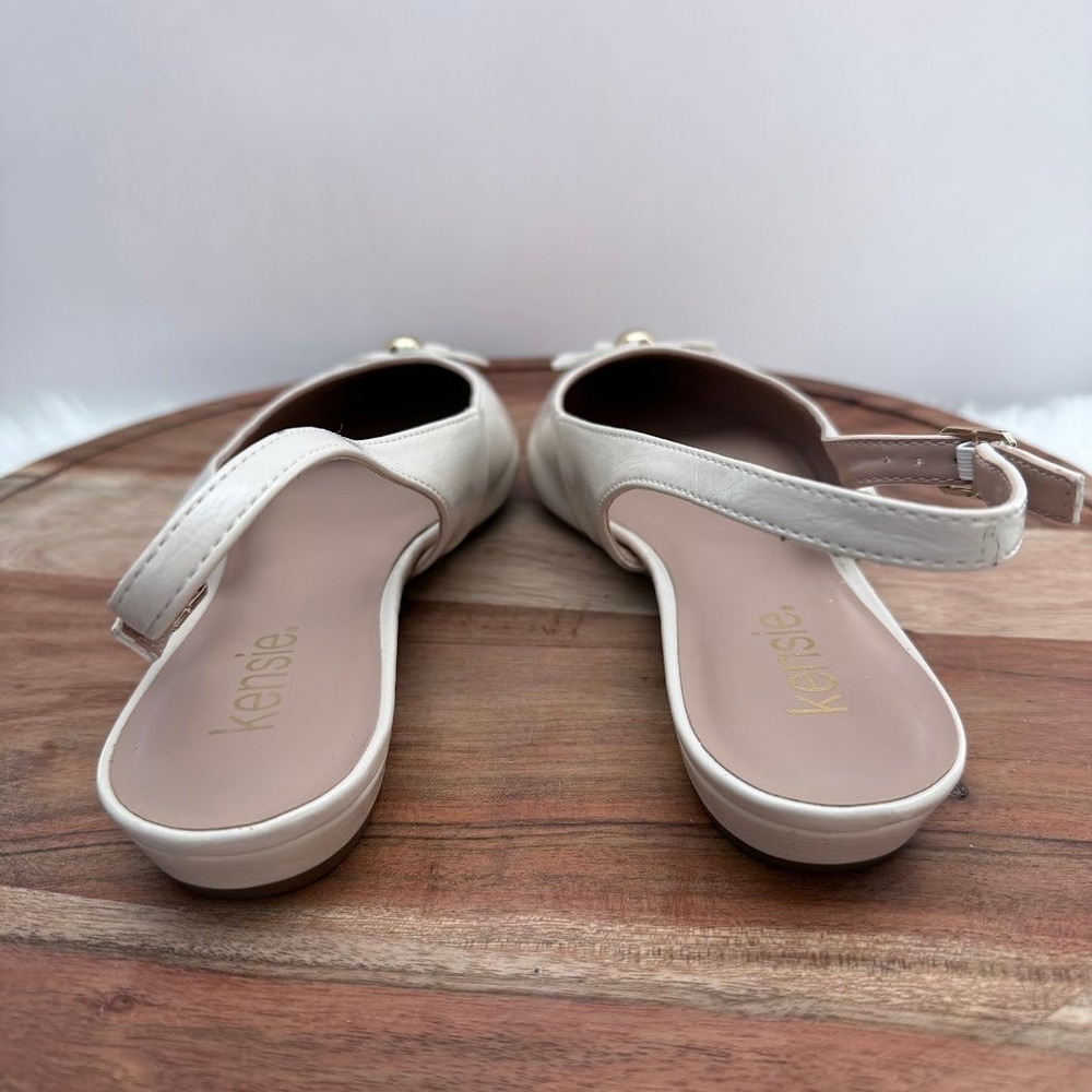 Kensie Paige Cream Floral Slingback Flats Pointed‎ Toe Shoes Mens 10M - Picture 5 of 9